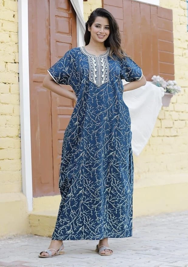 Nighty Gown Cotton Maxi Sleepwear Comfortable Indian Women Clothing Long Gown
Opens in a new window
