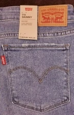NWT Women's Levi's 711 Skinny Destructed Distressed Blue Jeans 10 Med W30 L30