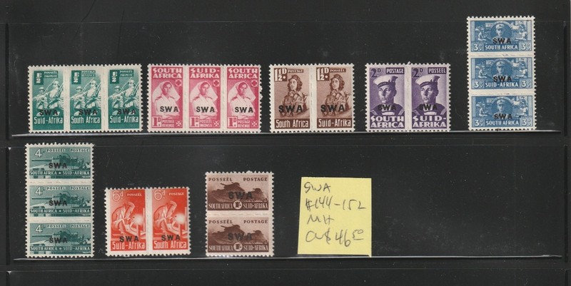 South West Africa #144-152 MH  CV $46.50