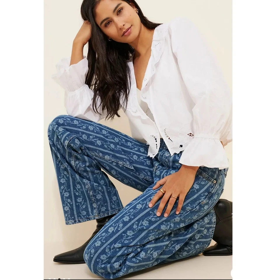 Pantalones de mezclilla Free People We The Free Tennessee de tiro bajo estampados boyfriend talla 29 Foto 2 de 4