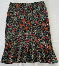 Cato Women's M Ruffle Hem Pullon Midi Skirt Whimsical Flirty Classic Versatile