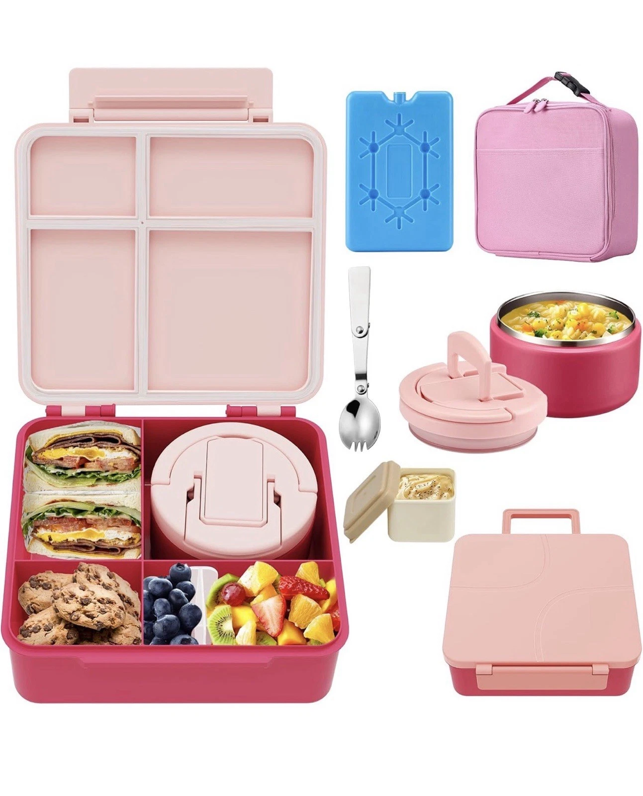 Lunch Box Set with 8 Oz Soup Thermo, Kids Leakproof 4 Compartments Hot Food
Opens in a new window or
