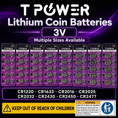 CR2032 CR2025 CR2016 CR1632 CR2430 CR2450 CR2477 CR1220 3V lithium coin Battery - image 1 of 4