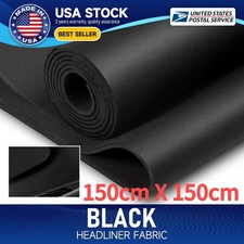 3MM Black 60"x60" Flat Knit Headliner Fabric Foam Back Material Car/Truck Roof