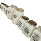 Lot of 12  Vintage Milk Glass Spice Jars Set with Lids Retro Kitchen Canisters