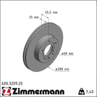 2X Zimmermann 600.3209.20 Bremsscheibe FüR Seat Vw Ford Sharan Galaxy Alhambra