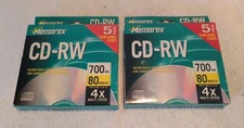 Memorex 5 pack Sealed High Speed Blank CD-RW 4X 700MB/ 80 Minutes 2 BOXES OF 10