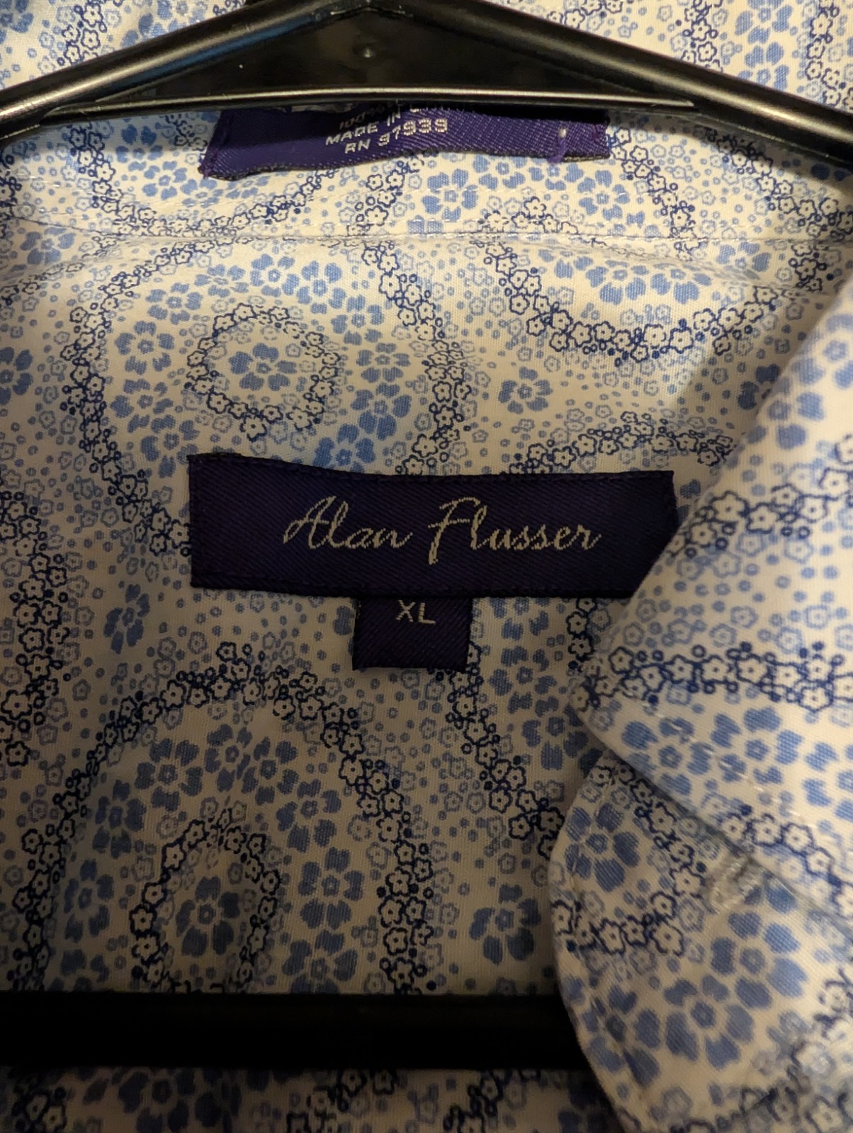 Alan Flusser Paisley Blue Orange Green Long Sleeve Button Up Shirt Mens XL
