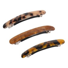 3PCS French Tortoise Shell Automatic Hair Barrettes and Retro Clasps for Women's