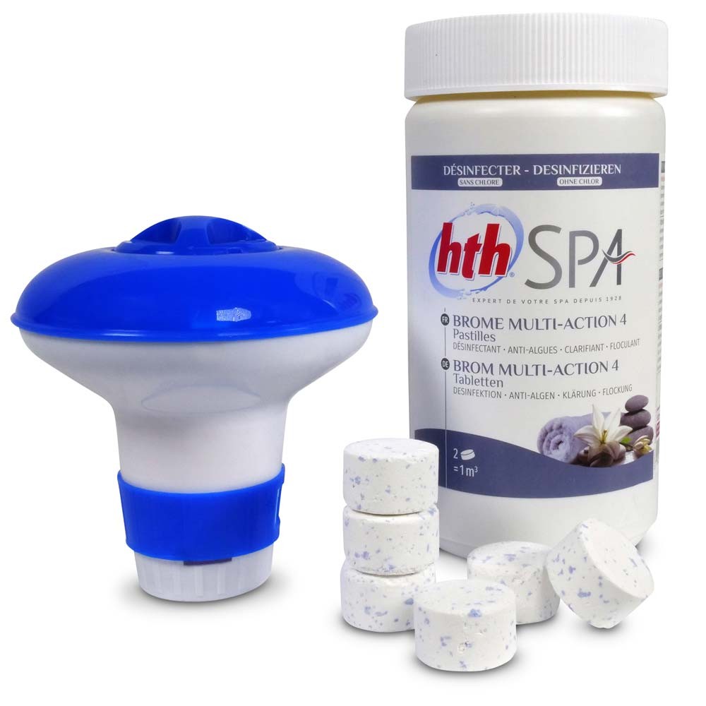 SET> hth SPA Brom Tabs 20g + Dosierschwimmer für Whirlpool, Spa und kleine Pools
