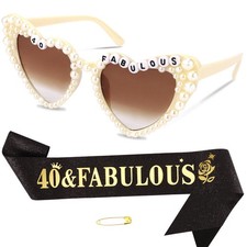 40th Birthday Decoration for Women 40  Fabulous Birthday Queen Sash and Sung...