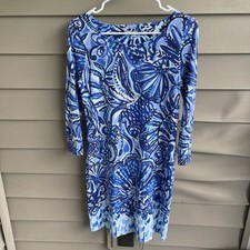 Lilly Pulitzer Hollee T-Shirt Dress Sneak a Beak Blue Size XS Beach Floral Vacay