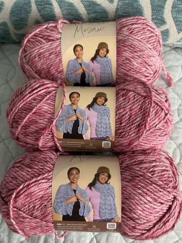 NWT Caron Simply Me Mosaic Yarn Jubilee 65005 5 Wool Blend Lot of 3 New Pink - product listing photo