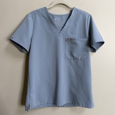 FIGS Dusty Blue Catarina One-Pocket Scrub Top Size Small