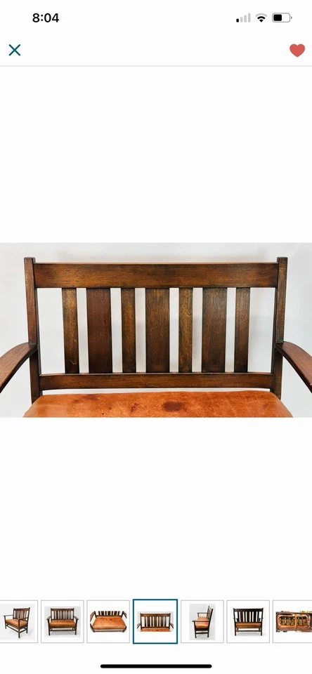 Mission Oak Arts & Crafts Open Arm Settee or Loveseat, Circa 1900 Bench - Image 4 of 4