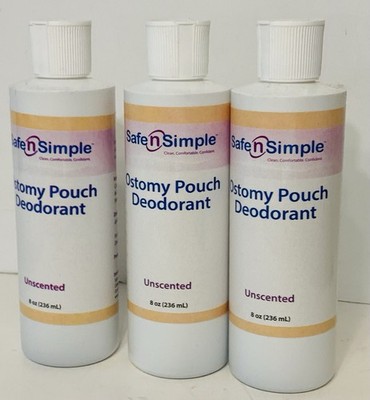 3 X Safe n' Simple Ostomy Pouch Deodorant Unscented 8oz  ~ 3 BOTTLES
