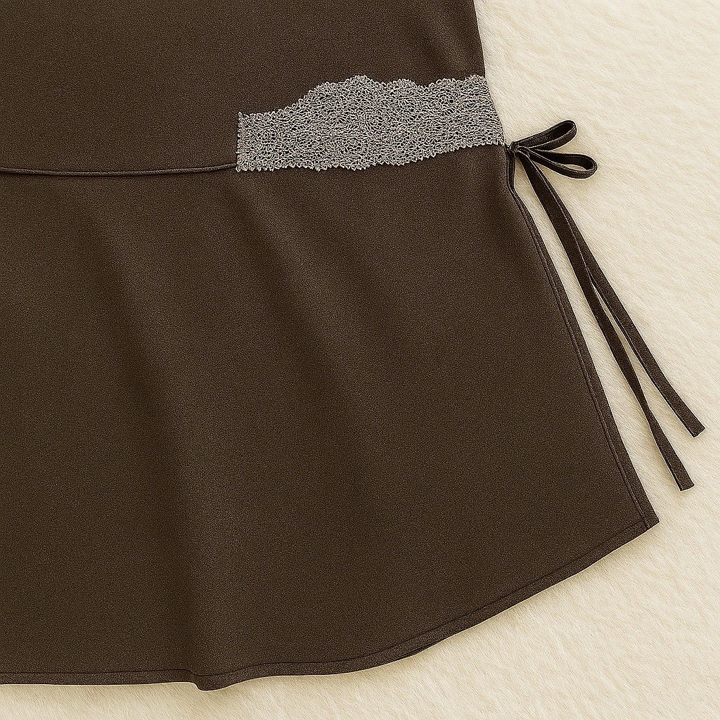 UNDERCOVER Abito Victoria’s Secret Angels XS slip grigio scuro raso pizzo orlo balza anni 90 Y2K