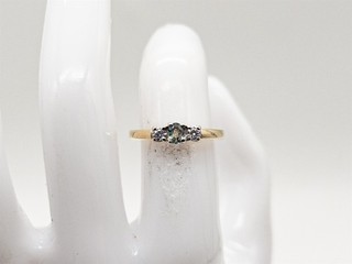 $2400 3 STONE .50ct Natural Alexandrite Diamond 14k Yellow Gold Band Ring 3g