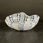 Vintage Murano Blue and White Latticino and Ribbon Art Glass Bowl