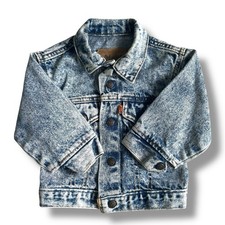 Vintage Orange Tab 80s 90s Levis Jean Jacket USA Acid Wash Kids Cotton Sz 24 Mos