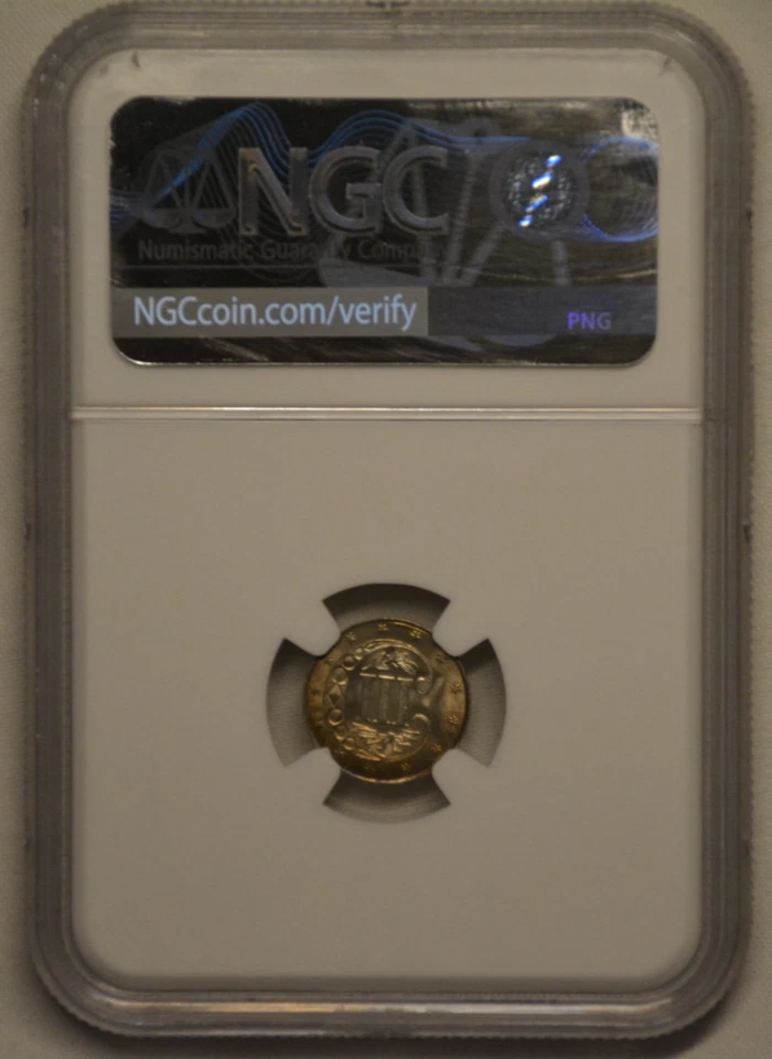 1861 3C silver MS 66! NGC graded! Beautiful toning! - Image 2 of 2