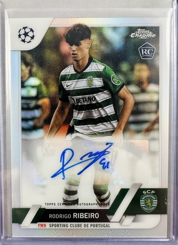 Rodrigo Ribeiro 2022-23 Topps Chrome UEFA UCC Refractor RC Auto Rookie Sporting
