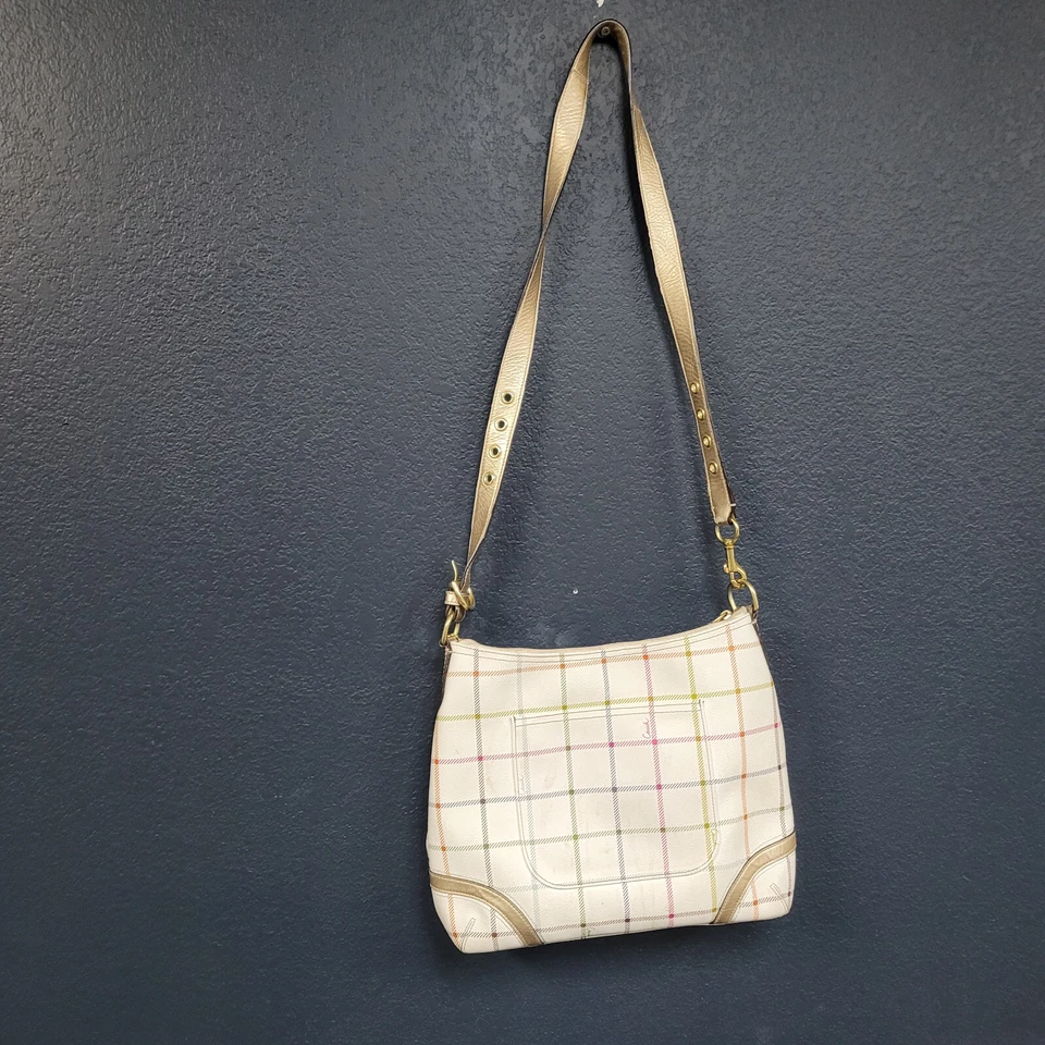 Cartera Coach para mujer blanca Heritage Peyton bolso de hombro de lona n.º K1193-f19178 Foto 4 de 4