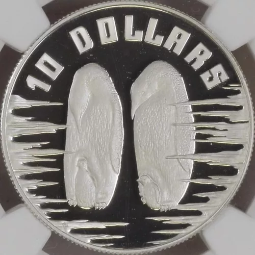 AUSTRALIA. 1992, 10 Dollars, Silver - NGC PF70 - Top Pop 🥇 Penguins Piedfort