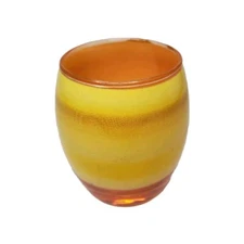Surreal Entertainment Planet Saturn Orange Yellow Glass Votive Candle Holder