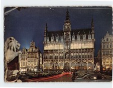 Postcard Kings House by night Old market place Brussels Belgium