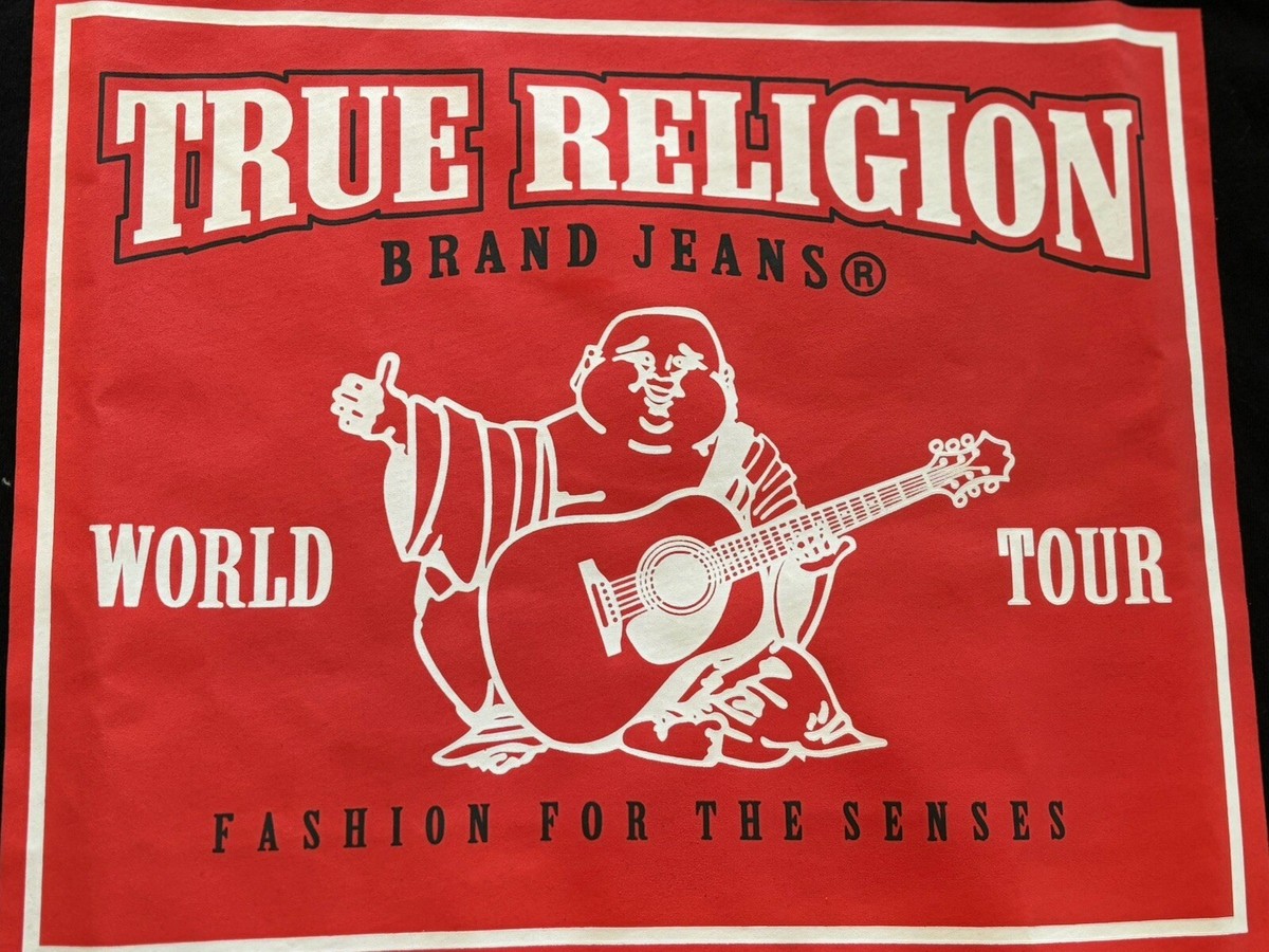 True Religion Men's XL Black Color Red Buddha Foil Crew Neck Tee $59 NEW