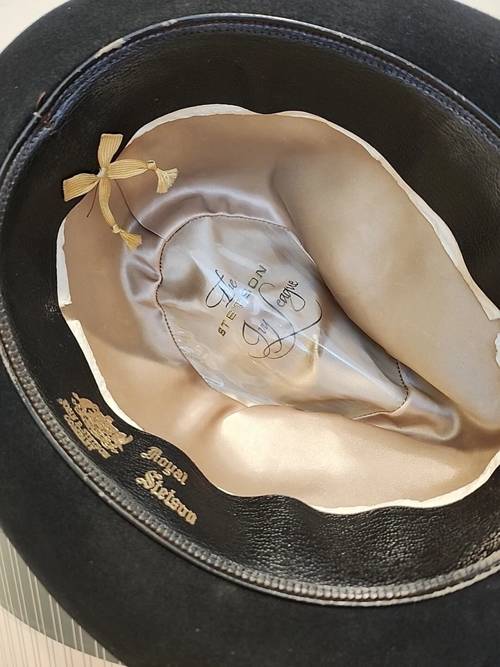 Stetson Fedora Royal Ivy League Vintage Black Fur Felt Wide Ribbon Original Box - Image 4 of 4