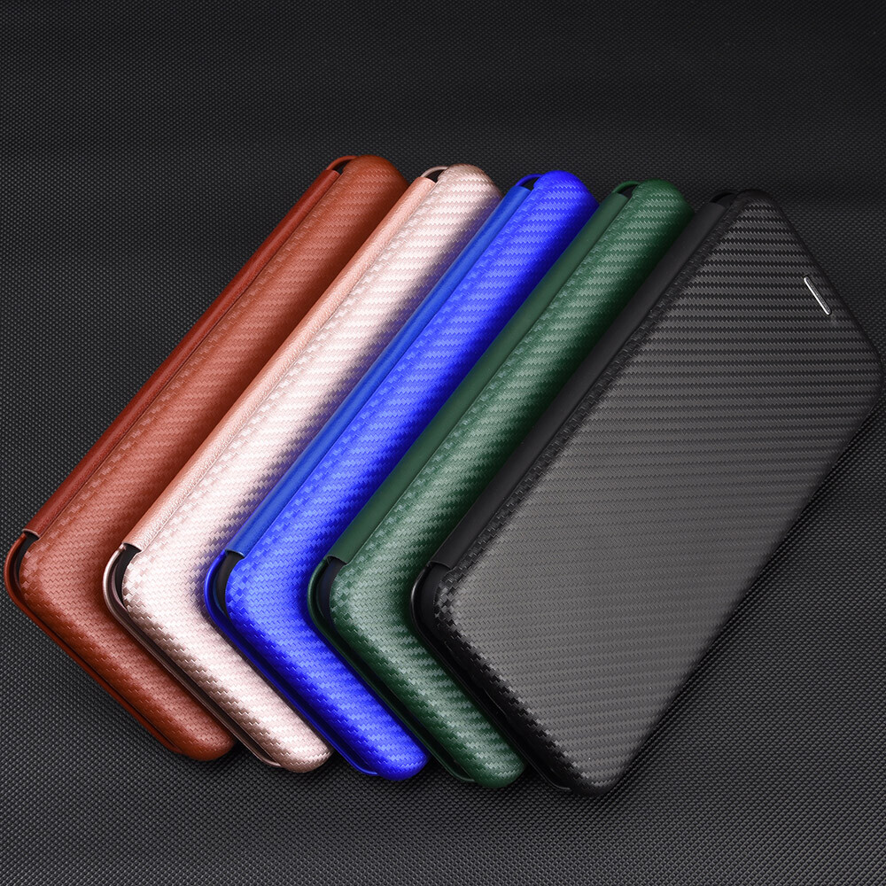 Carbon Fiber Leather Stand Card Case for iPhone 13 12 14 15 Pro Max 11 7 8 XR
