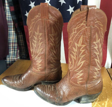 Vtg USA Nocona Brown distressed Smooth Ostric...