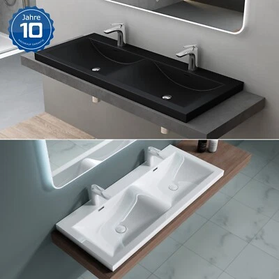doporro Waschtisch Doppel-Waschbecken Mineralguss Einbauwaschbecken Colossum03