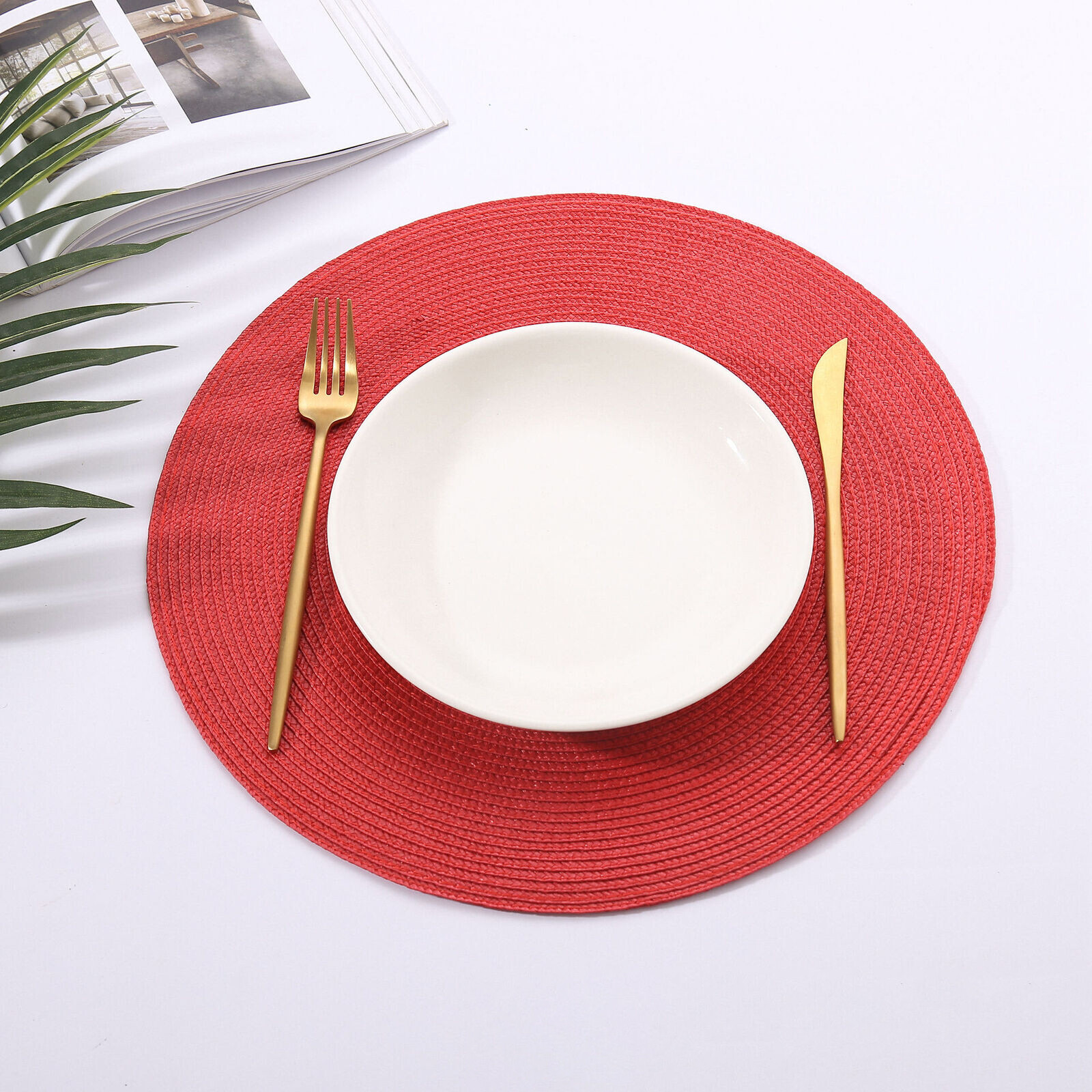4/6PCS 38cm Round Insulation Table Mats PP NonSlip Kitchen Placemats