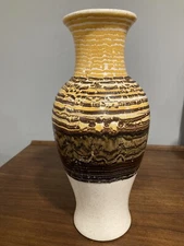 Vintage Royal Haeger Earth Wrap Pottery Lava Glaze Brown Yellow Cream Tall Vase