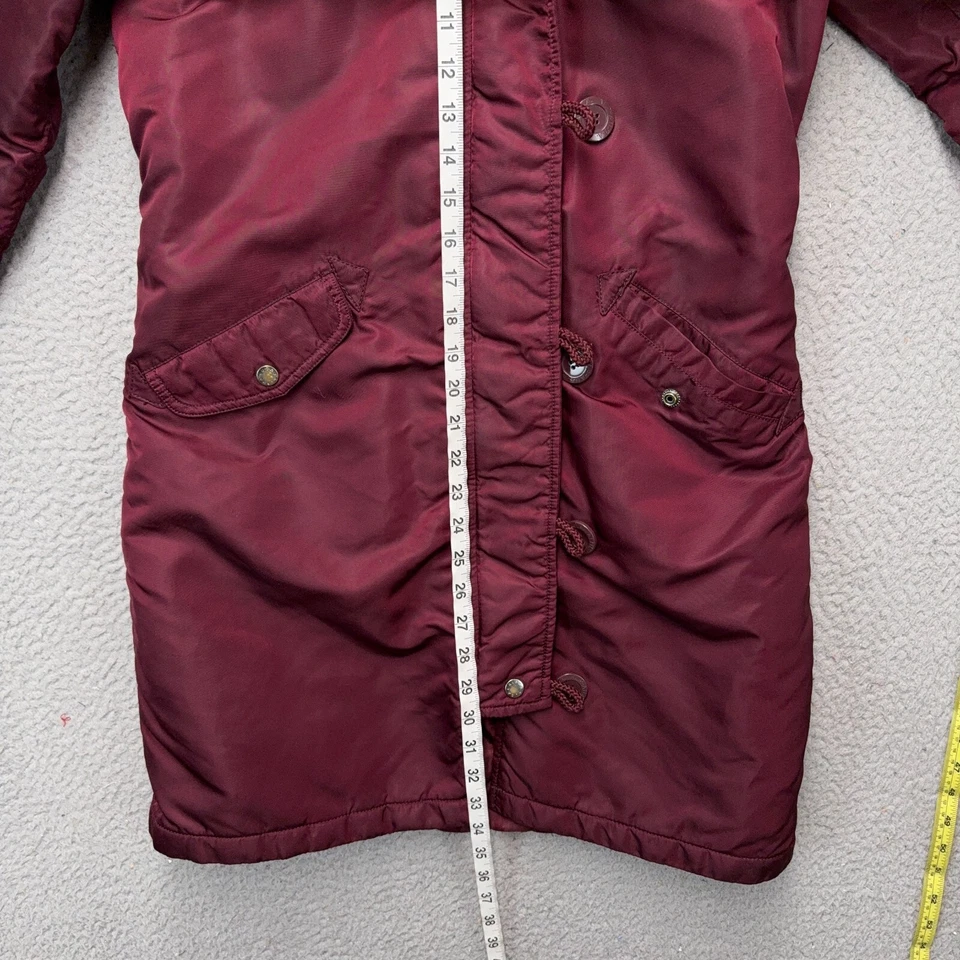 Alpha Industries Parka Jacket Womens Small Red Full Zip Long Lined Hood Outdoor - Image 4 of 4