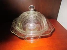 Vintage Federal Glass Madrid 1930's Depression Glass Covered Butter Dish