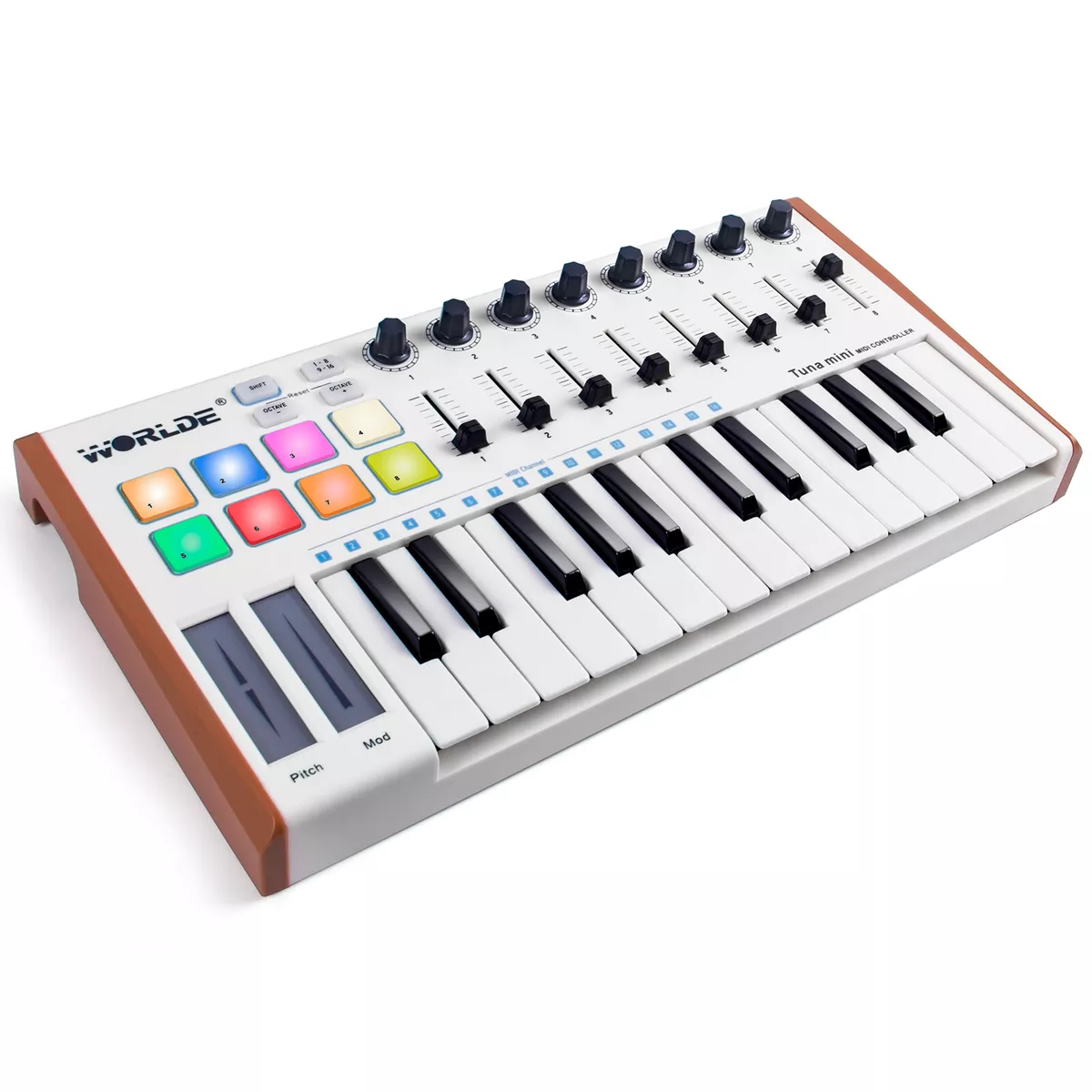 Til meditation en milliard bar USB MIDI Keyboard Controller with 8 RGB Colorful Drum Beat Pads Mini 25  Keys | eBay