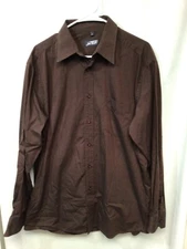 Jac Tissot Brown Large Long Sleeve Cotton Button Up Shirt B5
