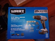 HART 20V 3/8” Cordless Drill Driver Project Kit - Black (HPPK01B)