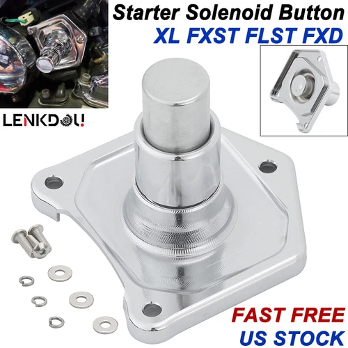 CNC Solenoid Cover Push Button Starter For Harley Sportster Dyna Twin Cam EVO