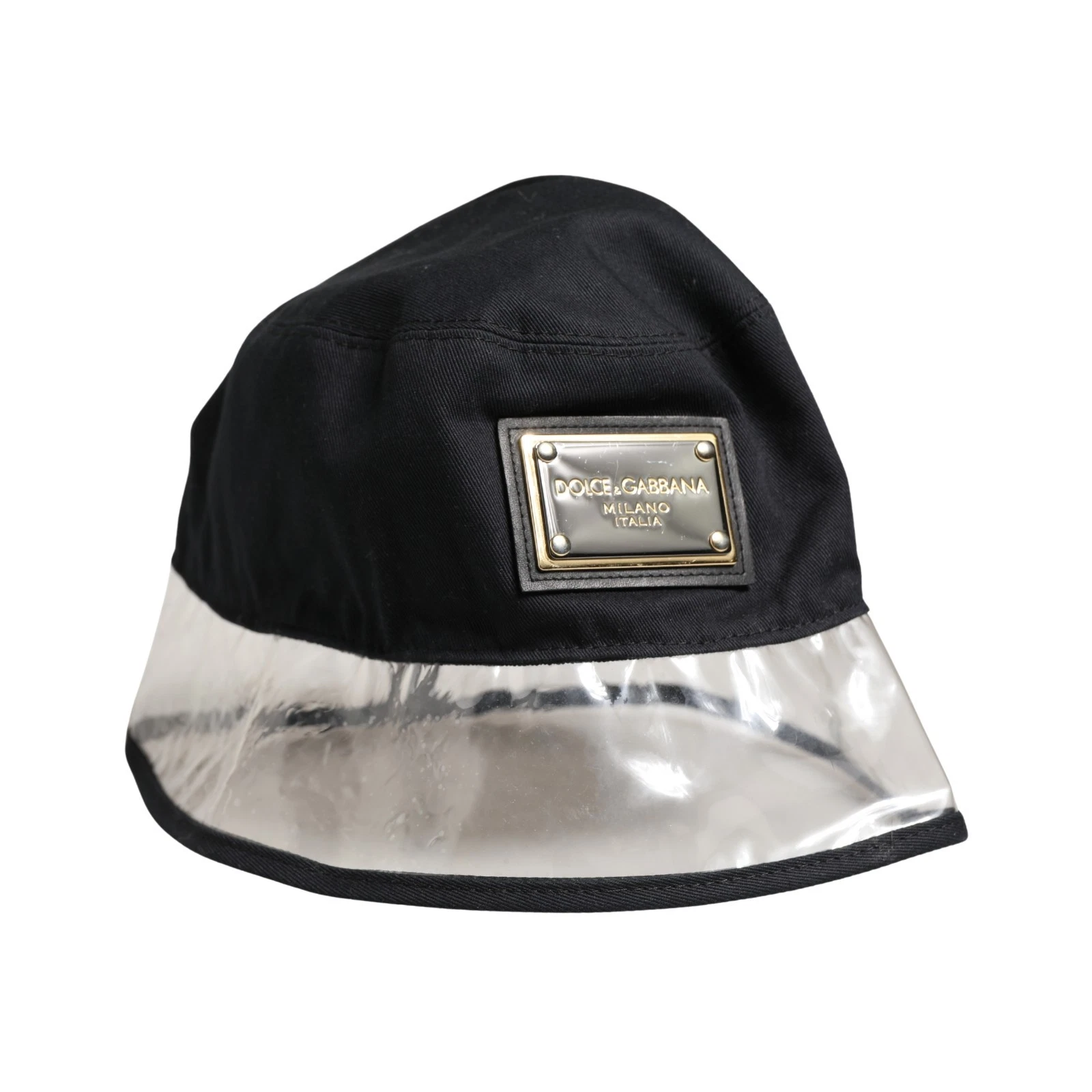 DOLCE & GABBANA Hat Black Cotton Plastic Fisherman Bucket Capello 59 / L 450usd