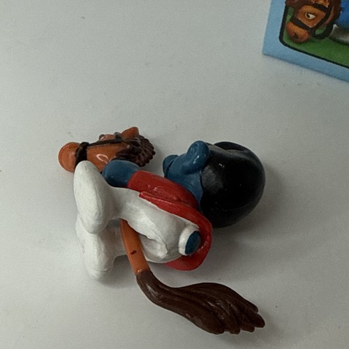 1980 Super Smurf Riding Hobby Horse Schleich Peyo # 40214 Vintage, With Box - Picture 7 of 14