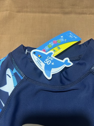 Child’s Shark Swim Shirt Sun Protection UPF 50 Long Sleeve Rash Guard Small - Picture 4 of 8