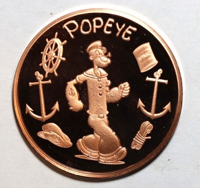 POPEYE 1 Oz. Solid .999 Fine Copper Round  2026