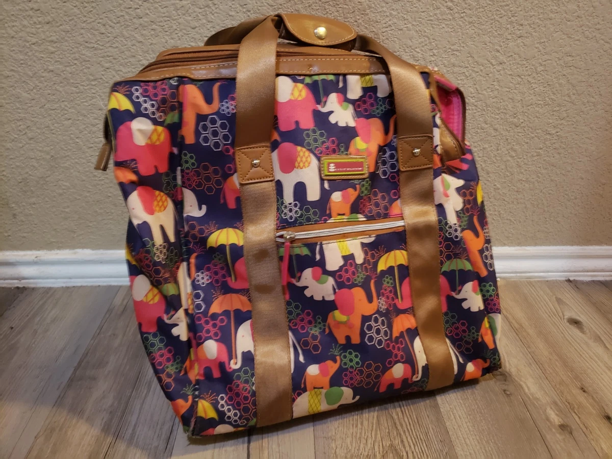 lily bloom elephant rain backpack Design Pattern 28" Luggage Softside Expandable With Double Spinner Wheels, Large Lightweight Suitcase Checked Bag For Women Featuring the bold Lily Bloom Travel Luggage for
