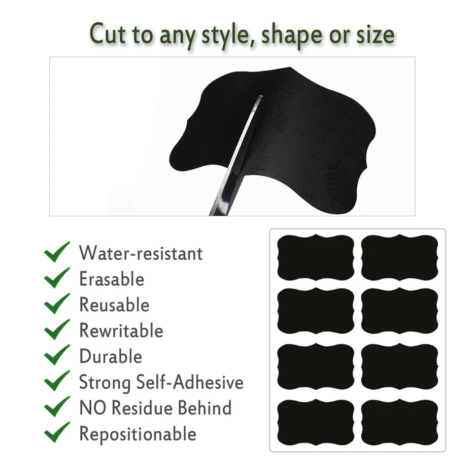 40pcs Chalkboard Labels Water-resistant Reusable Blackboards Storages Sticker Foto 3 de 4