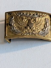 Indian War Officer s Eagle And Wreath Belt Plate Buckle Silvered W/Belt Keeper